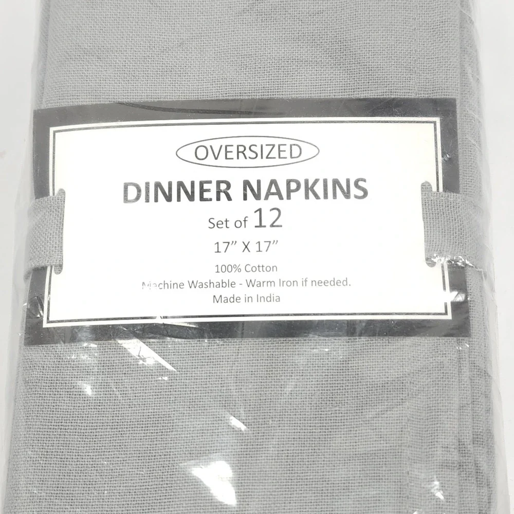 Cotton Clinic Cloth Dinner Napkins Grey Oversized 17